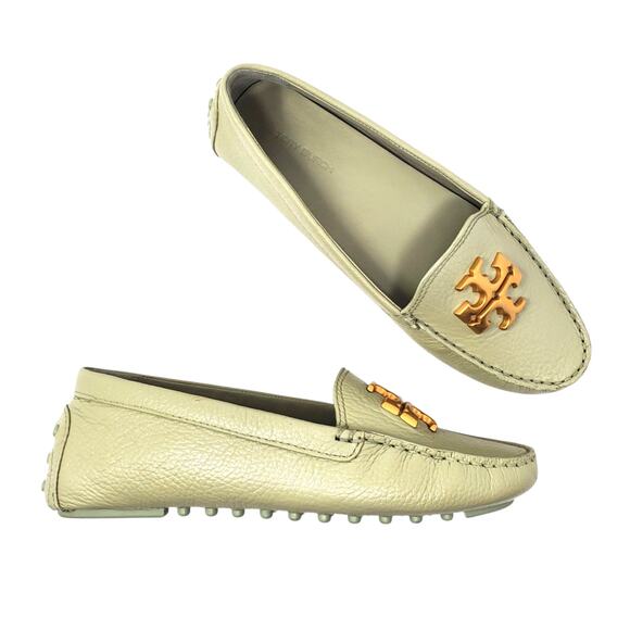 Tory Burch Everly Driver Tumbled Leather Slip On Loafer Sage Green 85159 Sz 6.5 - Picture 1 of 9